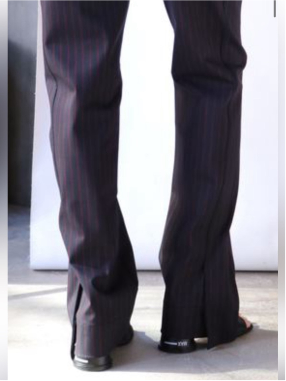 Ganni Pinstripe Side Suit Trousers Navy Red Stripe Tailored High Rise Size 36 - Picture 3 of 13